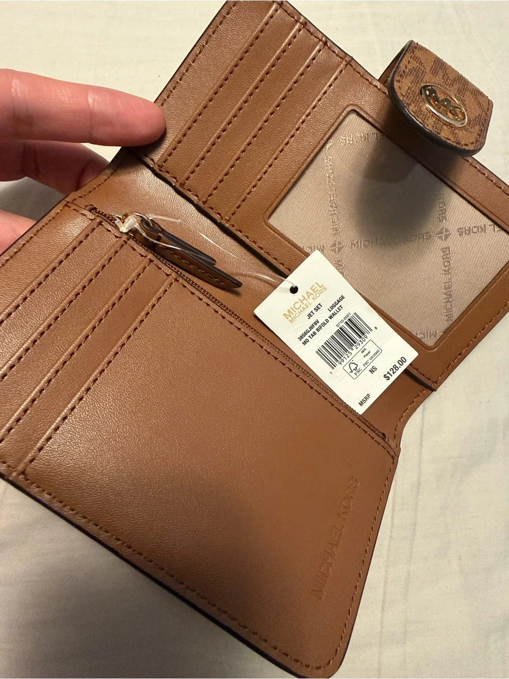 Michael Kors Tan Brown Pebbled Leather Snap Wallet